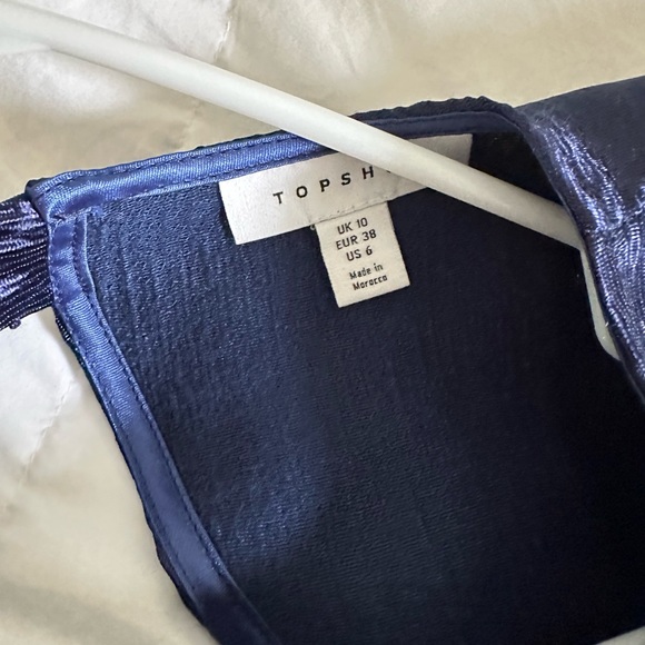 Topshop Blue Metallic Midi Dress - Picture 3 of 4